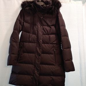 Lands' End down coat black zip up S